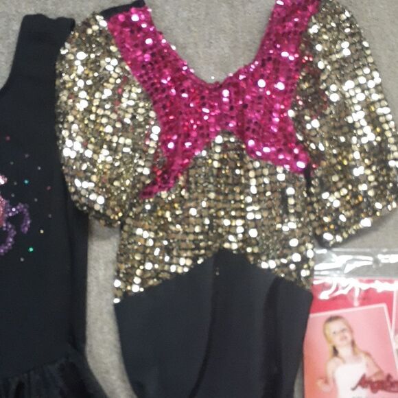 4 pc bundle of unicorn leortard and flashy dancer, hair pc, white pantyhose. - Picture 3 of 7